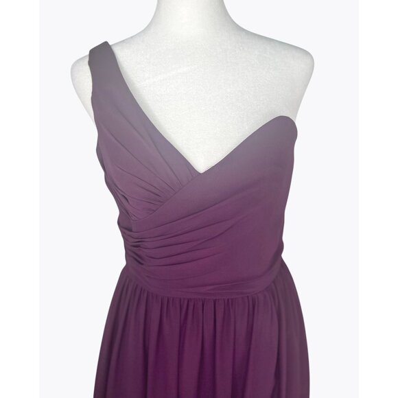 Alfred Angelo One-Shoulder Purple Chiffon Bridesmaid/Prom/Formal Dress Size 6 - Picture 7 of 13